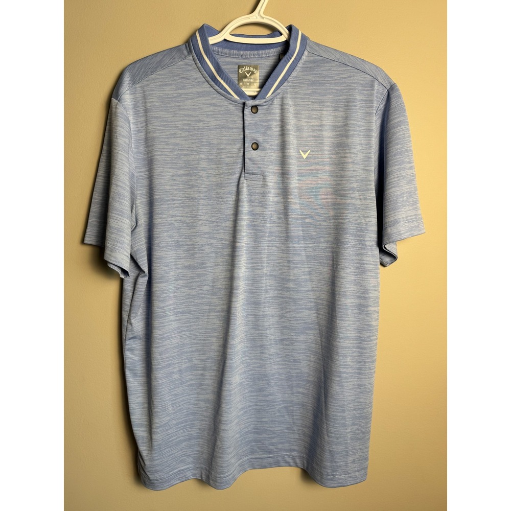 Callaway Mens Opti-Dri Blue Space Dye Golf 2 Snap Henley Shirt M Preppy Sporty